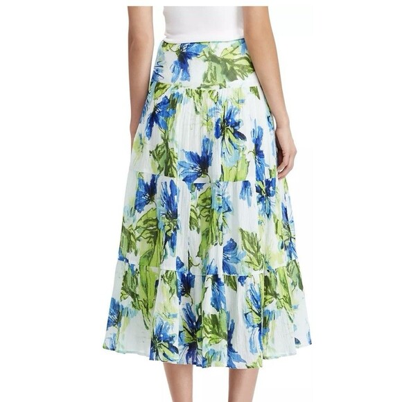 CHAPS Tropical Floral Print Multi Tiered Long Maxi lined Skirt Women's XL - Picture 1 of 7